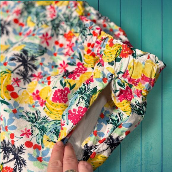 LOFT Tropical Fruit Palm Print Linen Blend Shorts - Size XXL - Picture 3 of 10